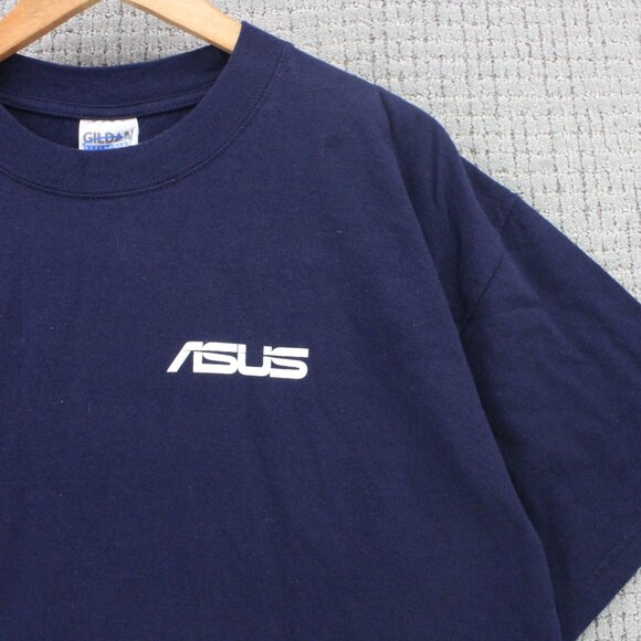 Vintage ASUS Shirt Mens XL Navy Blue Short Sleeve Innovative Solutions Y2k Rare - Picture 5 of 9
